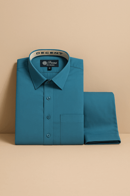  A folded men's shalwar kameez in ocean blue color