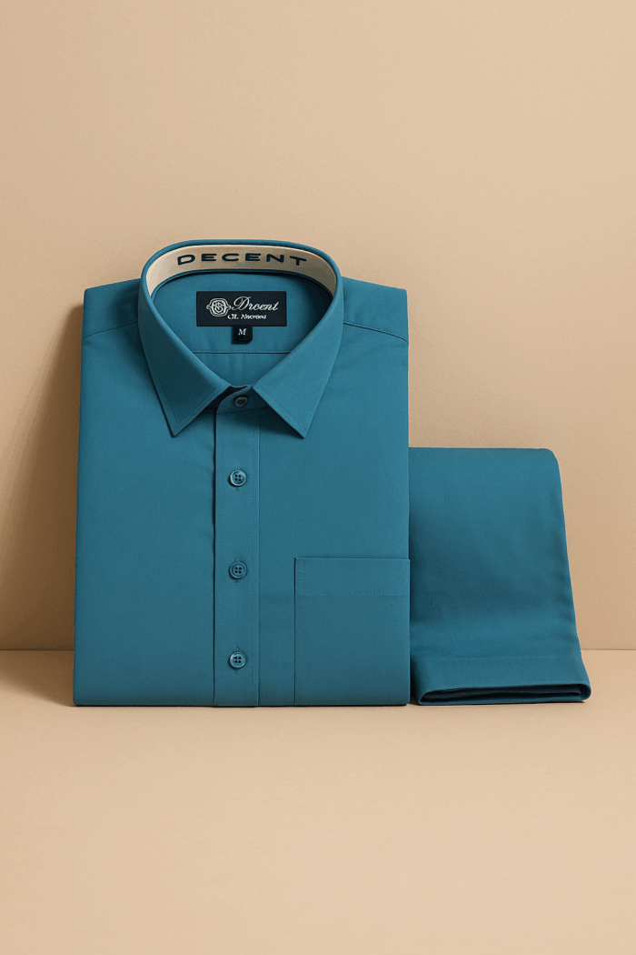  A folded men's shalwar kameez in ocean blue color