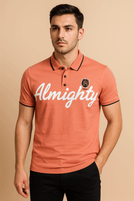 This men's orange polo is a style