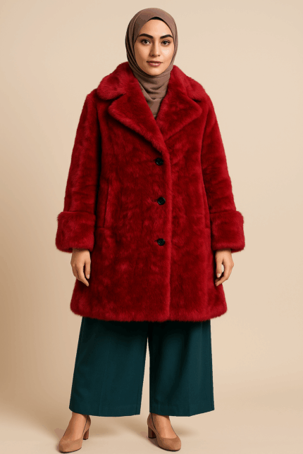 Ladies fur wollen coat