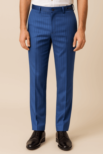  Blue pinstriped men's suit trousers