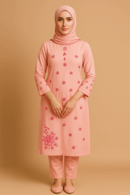 Hand-Painted Stitched Peach Clothes