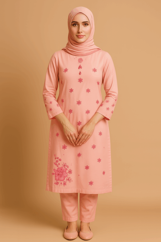Hand-Painted Stitched Peach Clothes