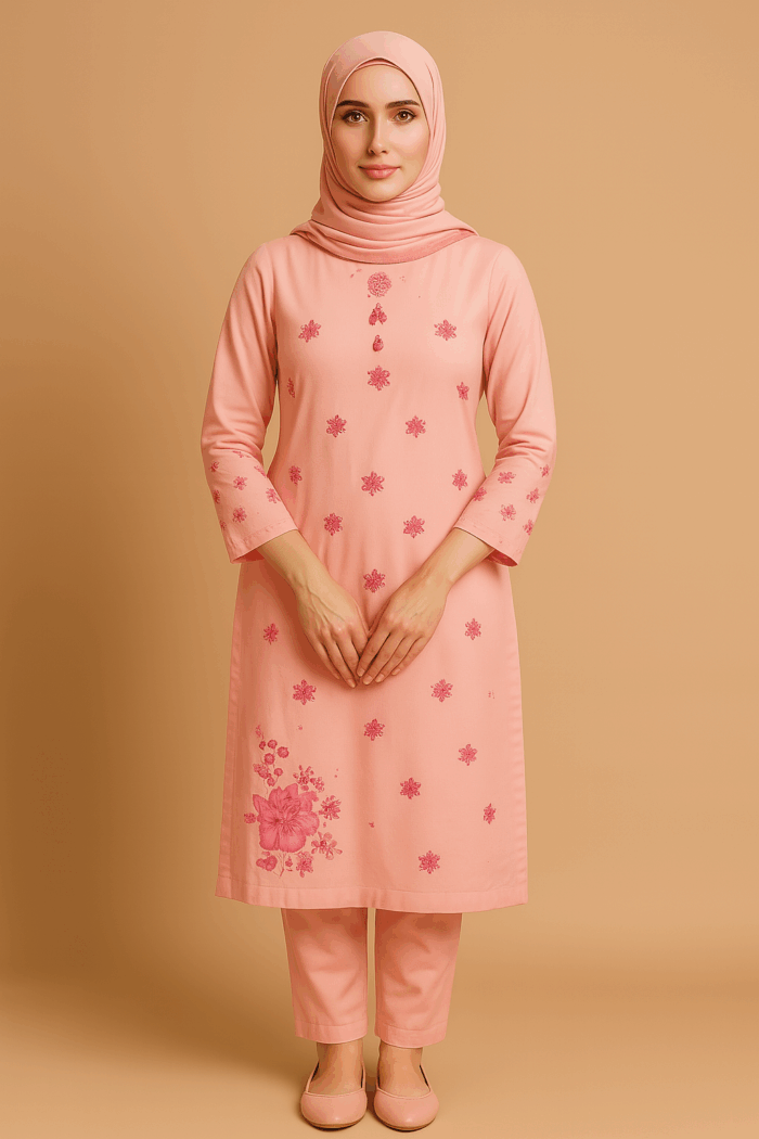 Hand-Painted Stitched Peach Clothes