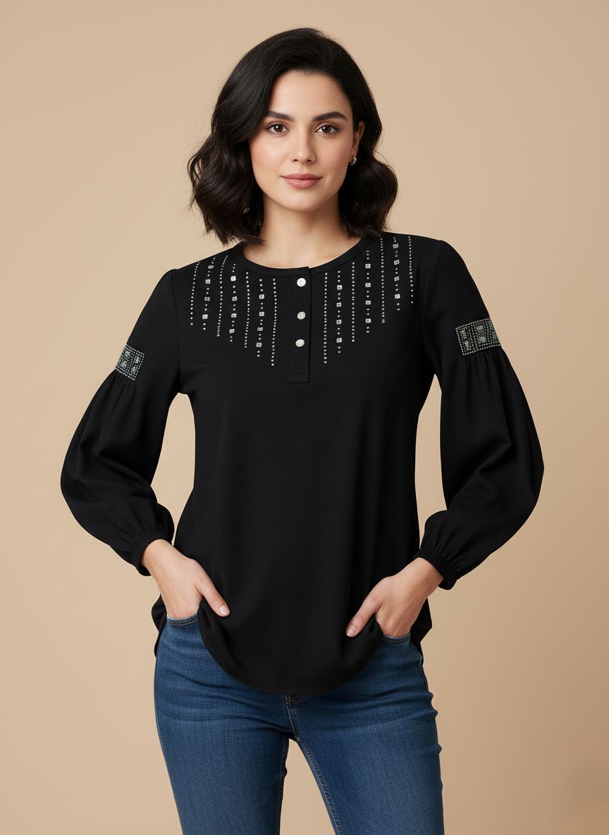 Black Embroidered Tops Black Embroidered Tops