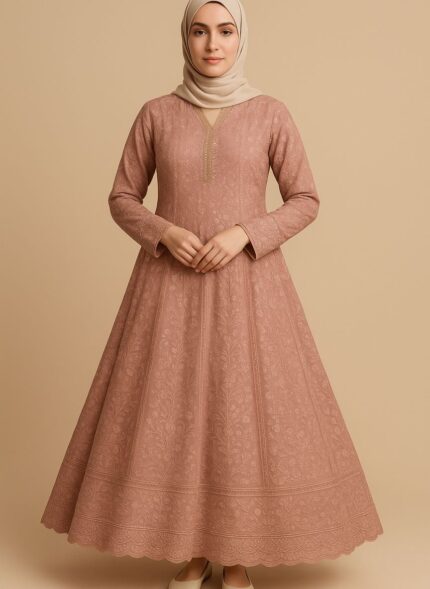 Rose pink women's knit dress, long sleeve maxi sweater dress, elegant fashion, comfortable apparel