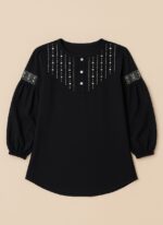 Black Embroidered Tops