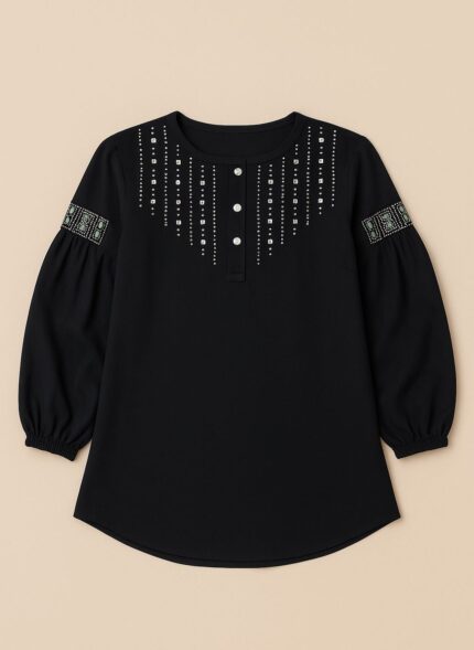 Black Embroidered Tops