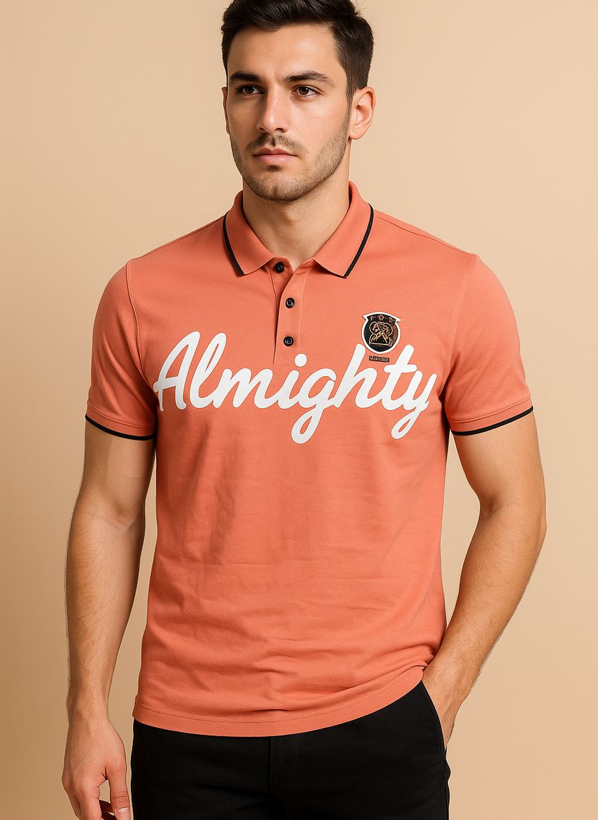 Men's coller T shirt This men's orange polo is a style