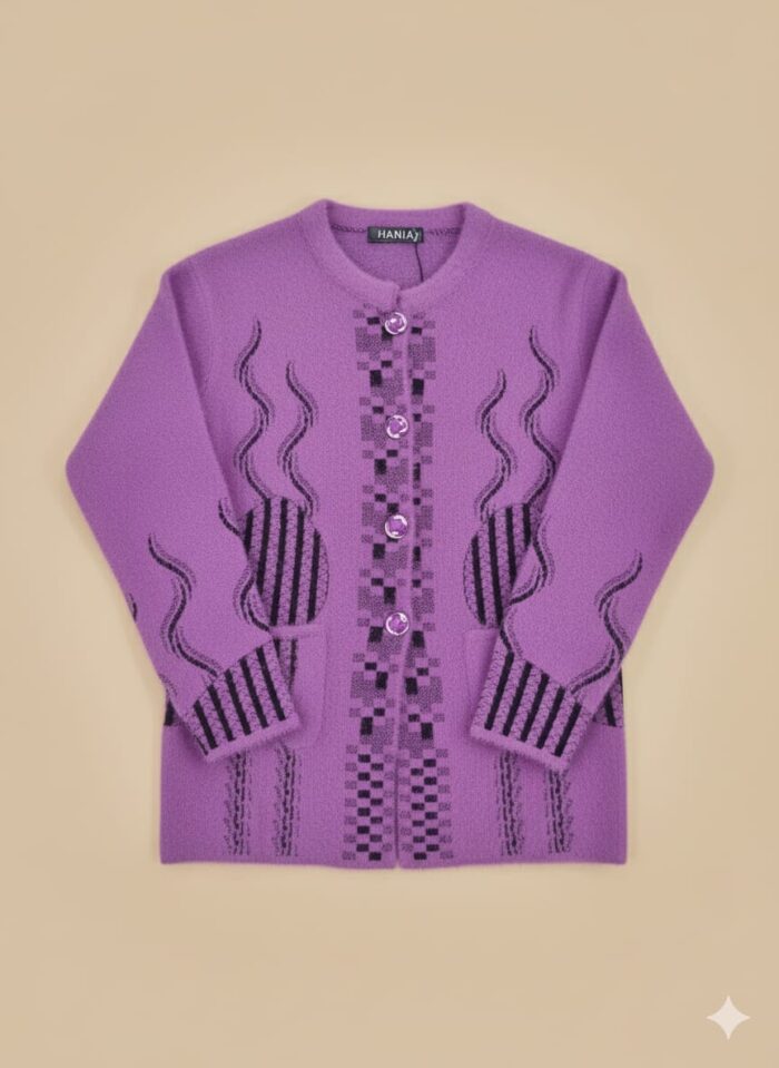 Purple Knitted Cardigan