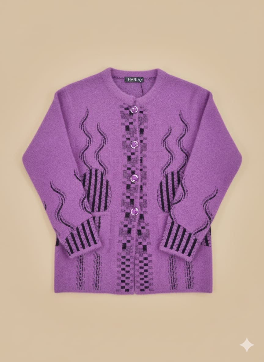 Purple Knitted Cardigan