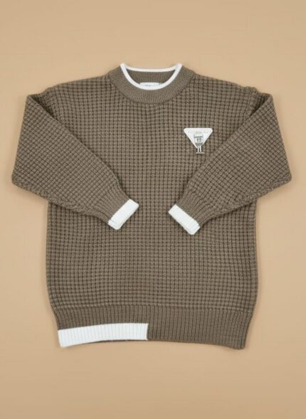 Boys brown sweater set full view