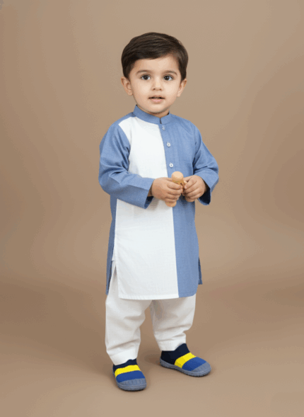 Blue and yellow baby soft sole shoes for toddlers, non-slip and breathable footwear, comfortable and stylish for first walkers.