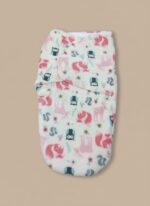 Baby swaddle blanket with animal print, soft fleece newborn wrap