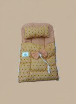 Soft baby sleeping bag with sunflower print and pillow for newborn comfort and warmth