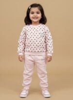 Adorable Girls Pink Tracksuit - Polka Dot Sweatshirt