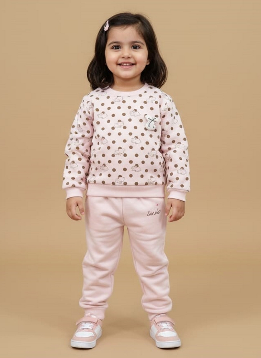 Adorable Girls Pink Tracksuit - Polka Dot Sweatshirt Adorable Girls Pink Tracksuit - Polka Dot Sweatshirt