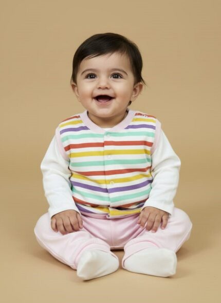 Baby Striped Sweater & Pink Leggings Set