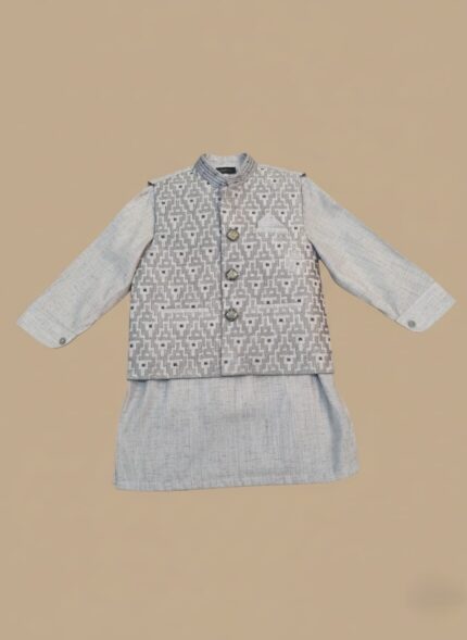 Boys clothes summer set on child: white cotton tee, camo cargo shorts and bucket hat, outdoor playground background