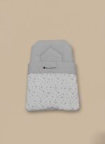 Grey Champion baby sleeping bag with white star pattern, designed for infants and newborns.