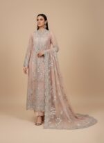 Charlotte Pink Embroidered Luxury Net 3PC Suit