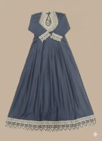 Elegant Embroidered Maxi Dress with intricate neckline and hem embroidery