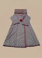 Elegant Grey Printed Khaddar Angrakha Suit - Image 2
