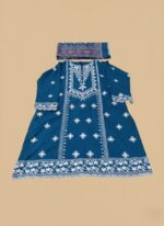 Elegant Teal Embroidered Lawn Dress with Dupatta - Image 2