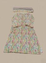 Floral printed 3-piece lawn suit with matching trousers and dupatta for women's summer fashion.