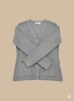 Grey Ribbed V-Neck Sweater