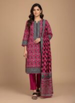GulAhmed Winter Collection Earth Crush 3-piece printed khaddar suit in vibrant pink article CLP-427."