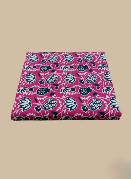 "Model wearing GulAhmed Winter Collection Earth Crush 3-piece printed khaddar suit in vibrant pink article CLP-427."