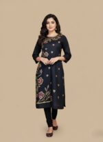 Handmade Painted Kurti, 2-Piece Stitched Ethnic Wear for Women with Floral and Heart Designs