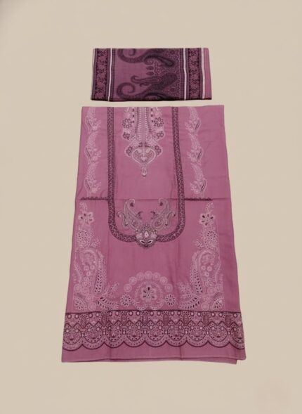 Khaddar 3 Piece Unstitched Suit with embroidery, ideal for winter women's fashion.