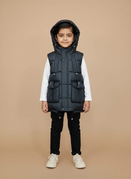 Front view of a NASABASE Kids' Superhero Sweatshirt with an Ultraman graphic, navy raglan sleeves, and maroon collar, modeled by a smiling young boy.