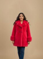 Luxurious Red Faux Fur Coat