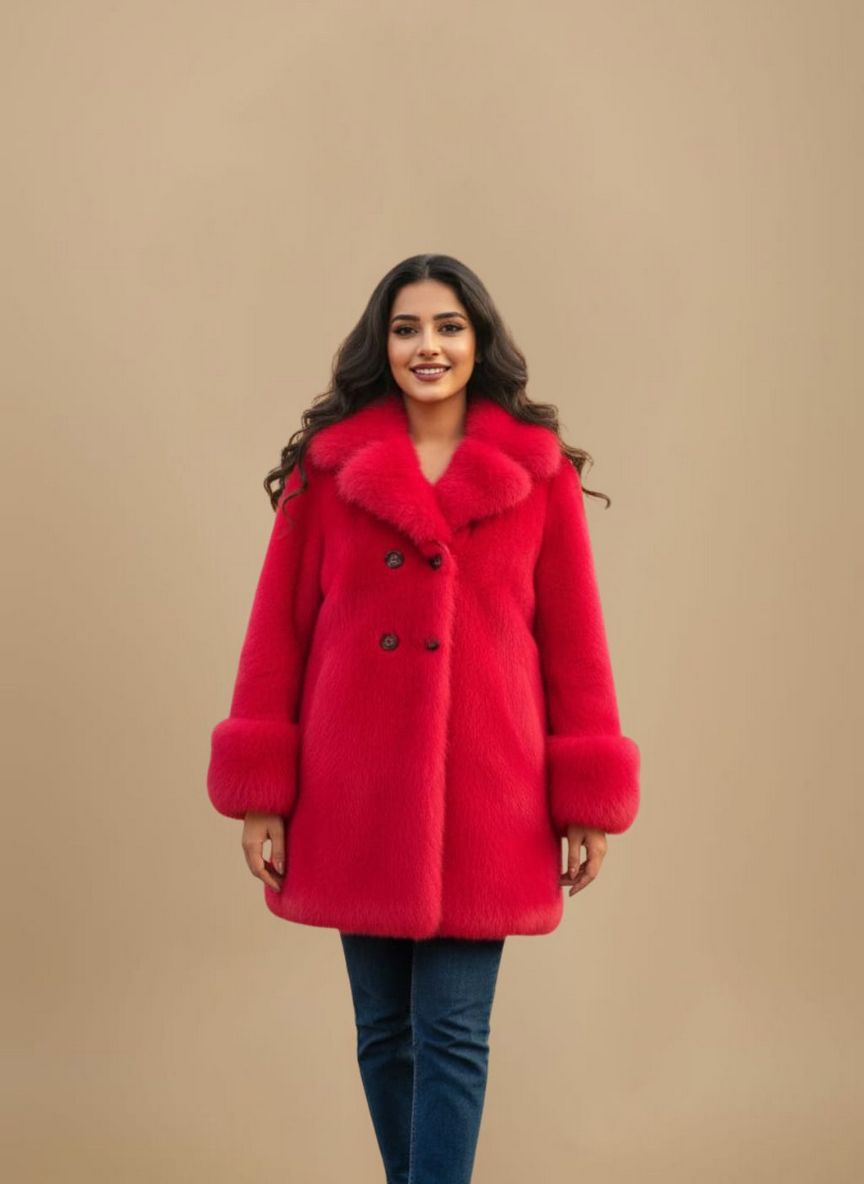 Luxurious Red Faux Fur Coat Luxurious Red Faux Fur Coat