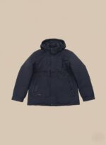 Men's waterproof insulated parka jacket in black with hood and pockets