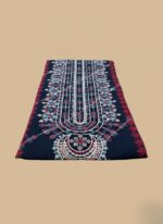 Close-up detail of the heavy embroidery work and Dhanak fabric texture from the QALAMKAR Premium Embroidered Luxury Dhanak AK-3187 collection.