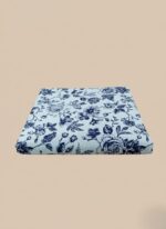 Close-up detail of the embroidered daman and neck patch on the printed khaddar fabric from the Sapphire Luxury Khaddar Jalandar Arts collection