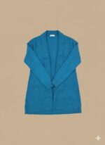 Teal Open Front Sweater with Stud Details