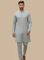 Men's Essential Plain Grey Kurta Pajama Set