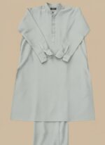 Men's Essential Plain Grey Kurta Pajama Set - Image 2