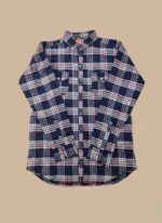 Men's Navy & Red Plaid Flannel Shirt - Image 2