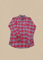 Men's Red & Blue Plaid Flannel Shirt - Image 2