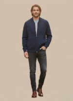 Men's Zip-Up Knit Sweater - Classic Navy Full-Zip Cardigan