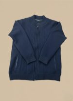 Men's Zip-Up Knit Sweater - Classic Navy Full-Zip Cardigan - Image 2