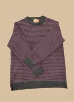 Men's Striped Knit Sweater - Classic Crew Neck Long Sleeve Pullover - Image 2