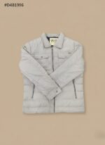 Men's Utility Jacket - Light Grey Quilted Field Jacket with Pockets - Image 2