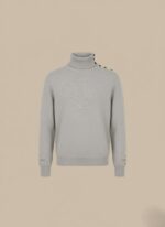 Men's Turtleneck Sweater - Grey Knit Pullover - Image 2